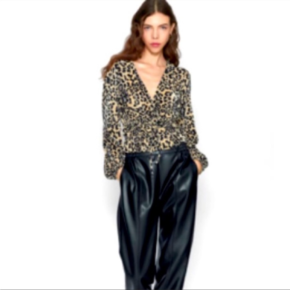 Zara Cheetah Print Gauze Shirt